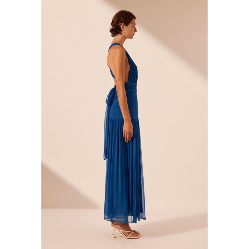 Maya Plunged Tie Back Midi Dress - Dress