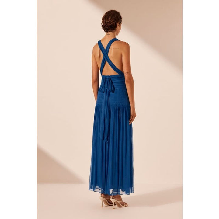 Maya Plunged Tie Back Midi Dress - Dress