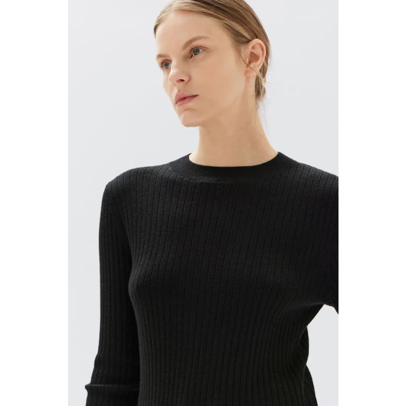 Mia Long Sleeve Knit | Black - Tops