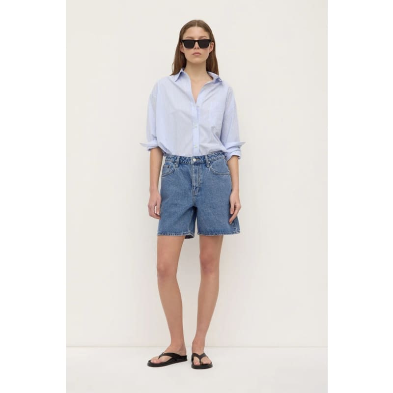 Mid Rise Vintage Denim Short | Dark Stone - Bottoms