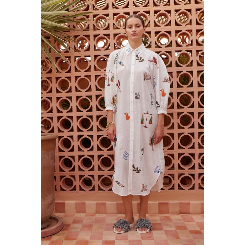 Mina Embroidered Shirt Dress - Dress