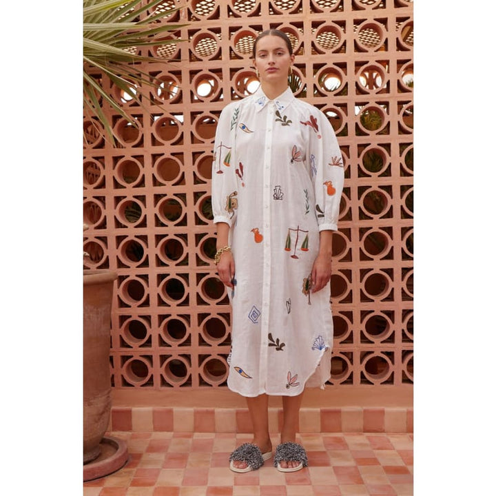 Mina Embroidered Shirt Dress - Dress