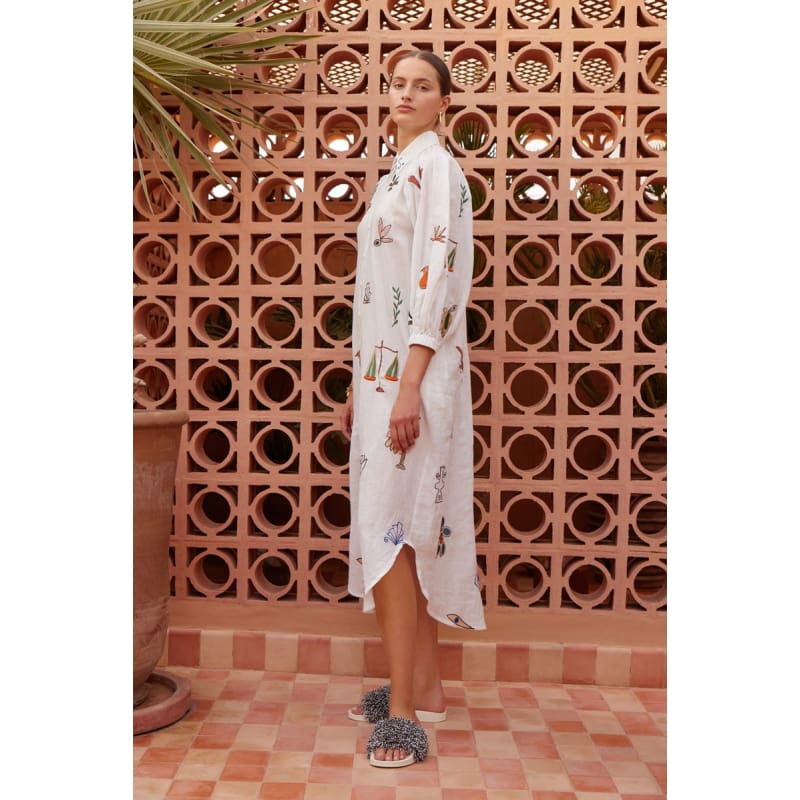 Mina Embroidered Shirt Dress - Dress