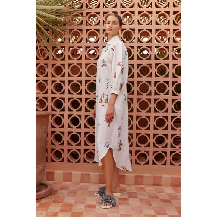 Mina Embroidered Shirt Dress - Dress