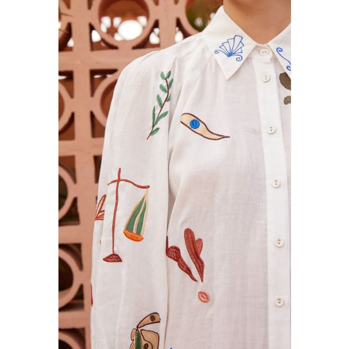 Mina Embroidered Shirt Dress - Dress