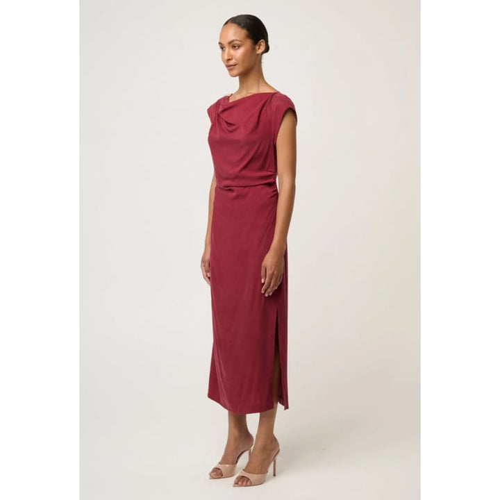 Monique Draped Neck Dress | Ruby - Dress