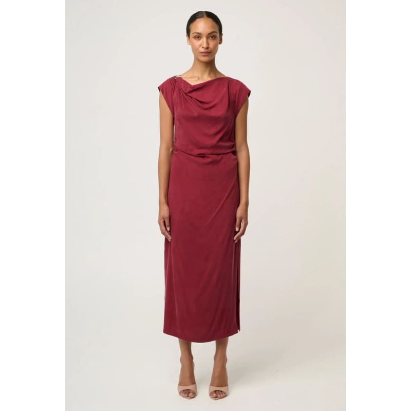 Monique Draped Neck Dress | Ruby - Dress