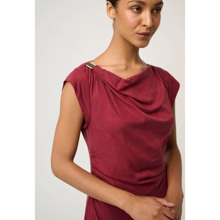Monique Draped Neck Dress | Ruby - Dress