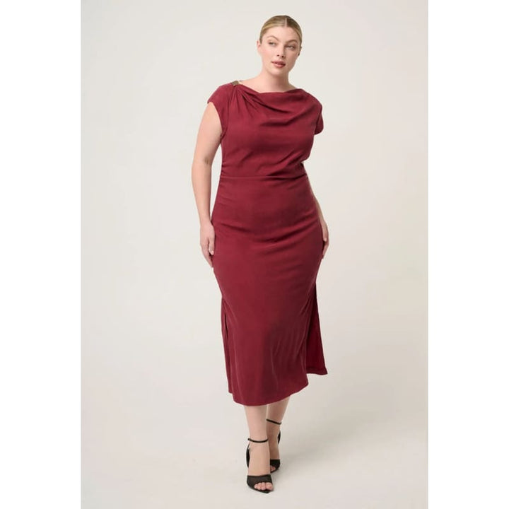 Monique Draped Neck Dress | Ruby - Dress