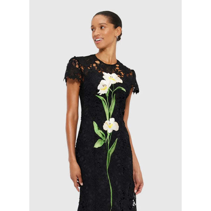 Monique Embroidered Lace Maxi Dress | Ebony - Dress