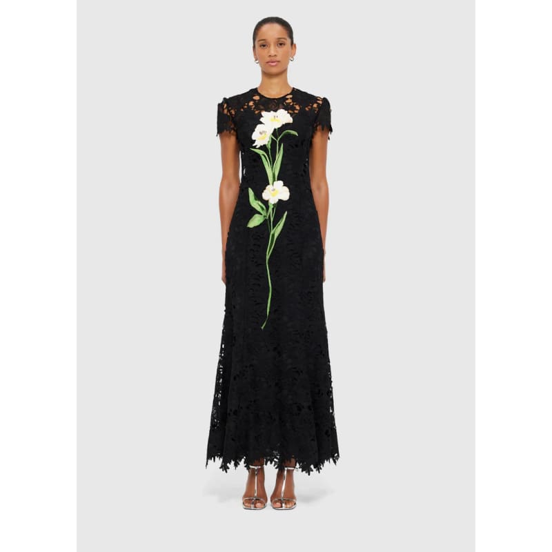 Monique Embroidered Lace Maxi Dress | Ebony - Dress