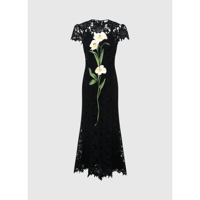 Monique Embroidered Lace Maxi Dress | Ebony - Dress