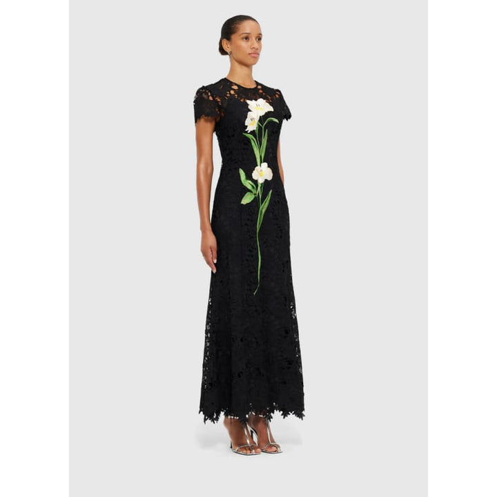 Monique Embroidered Lace Maxi Dress | Ebony - Dress