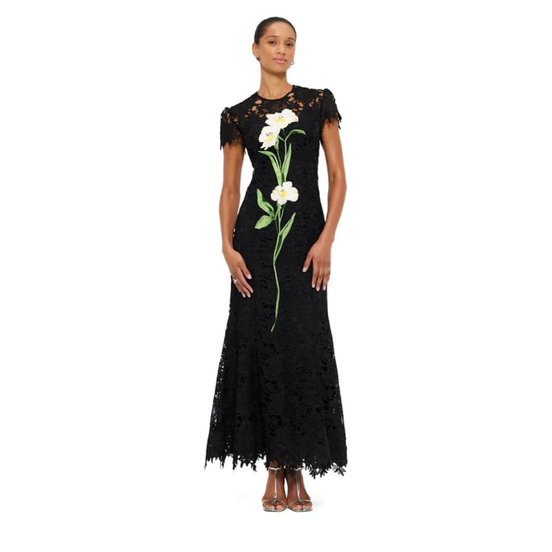 Monique Embroidered Lace Maxi Dress | Ebony - Dress