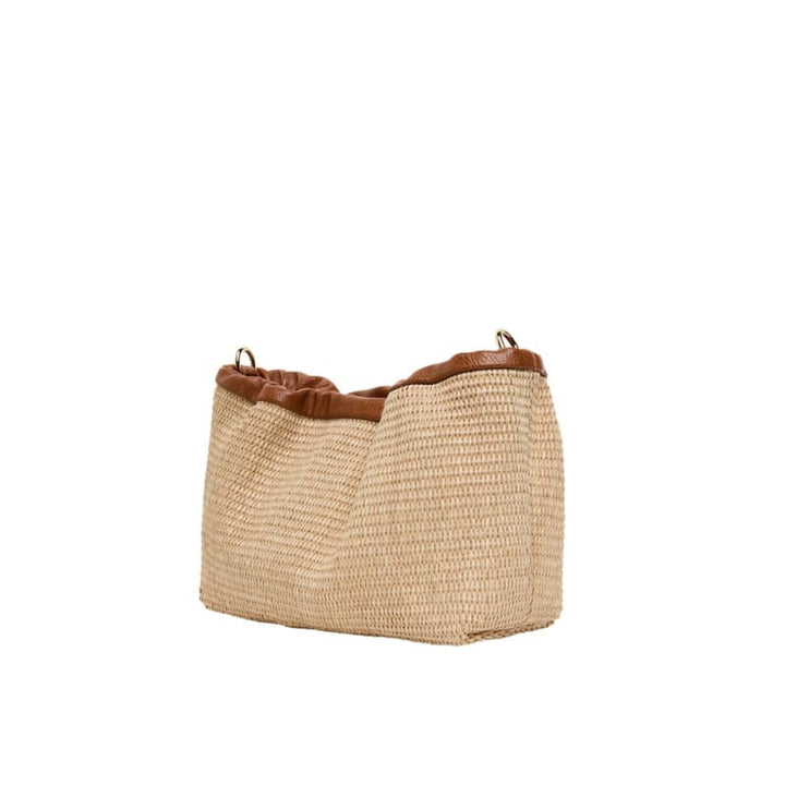 Monty Crossbody | Tan Pebble with Natural Weave - Accessories