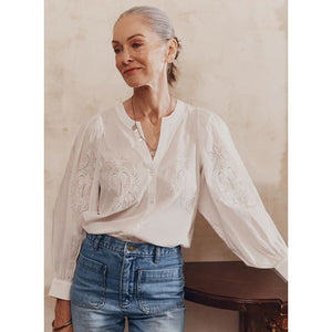 Moroccan Lace Blouse | Chalk - Tops