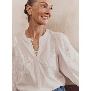 Moroccan Lace Blouse | Chalk - Tops