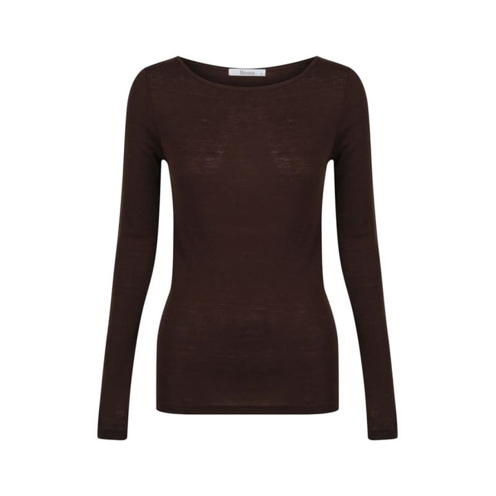 Morri Merino Rib Round Neck | Chocolate - Tops