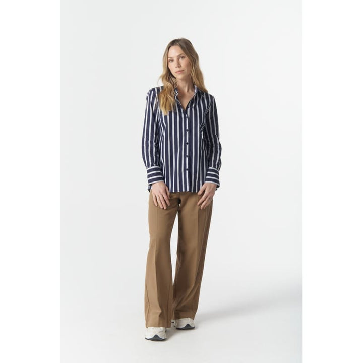 Most Wanted Striped Shirt | Bright Navy & White C1448 - Tops