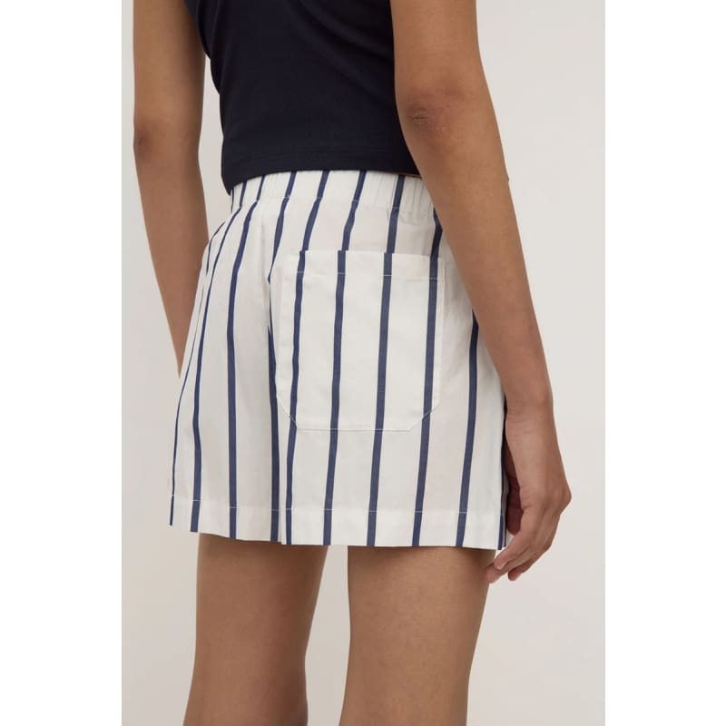 Nara Stripe Short | White & True Navy - Bottoms