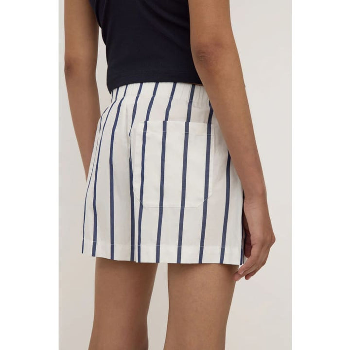 Nara Stripe Short | White & True Navy - Bottoms