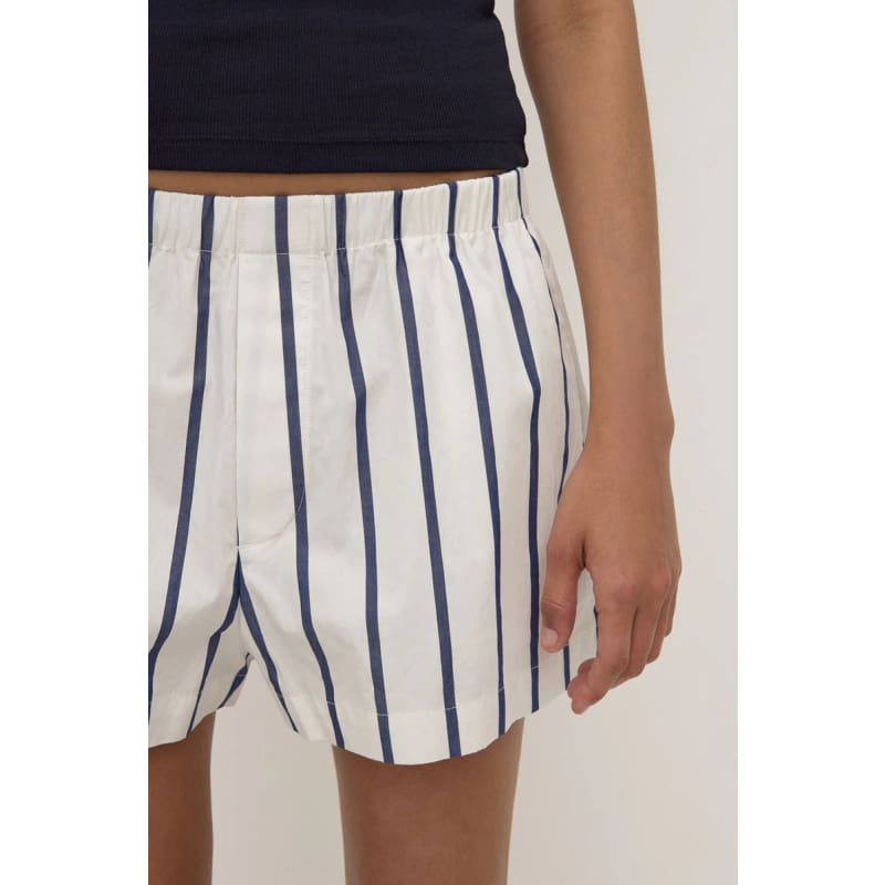 Nara Stripe Short | White & True Navy - Bottoms