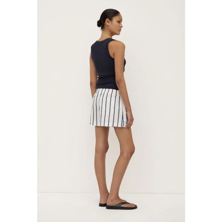 Nara Stripe Short | White & True Navy - Bottoms