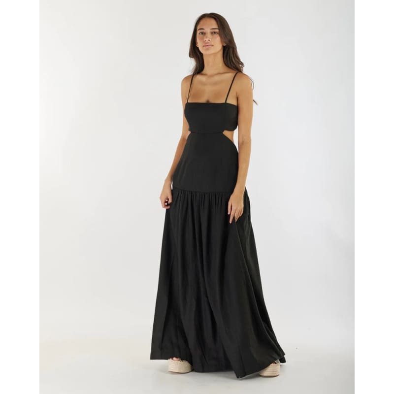Nathalie Linen Maxi Dress | Black - Dress