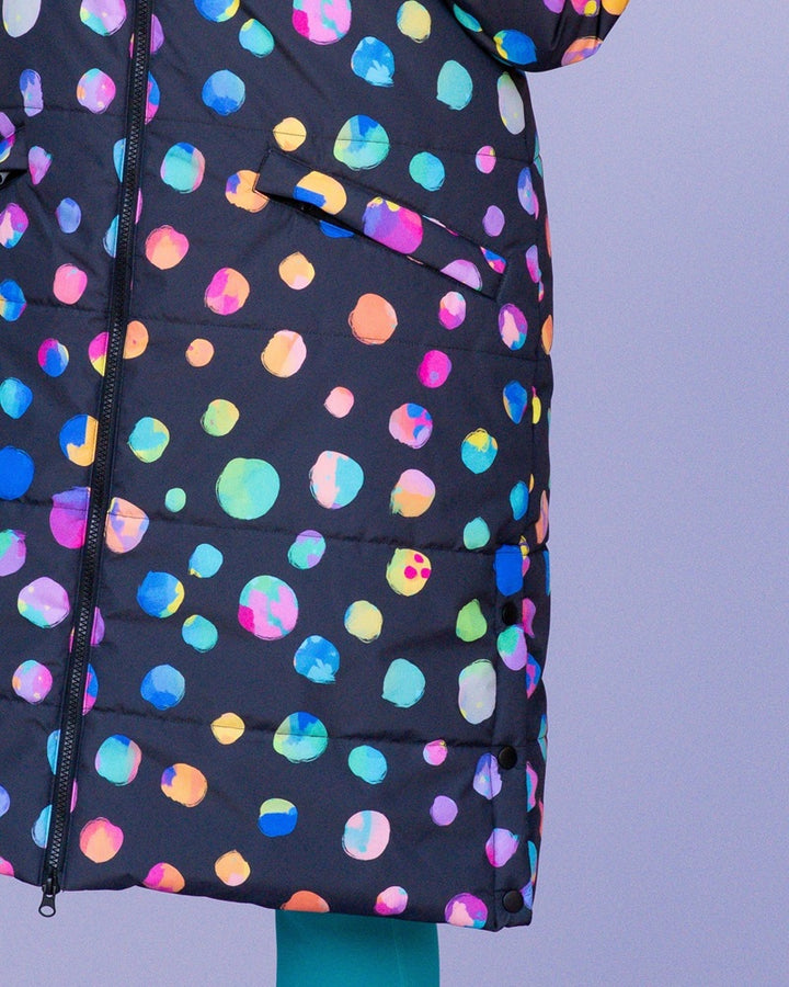 Night Polka Longline Hooded Puffer Jacket