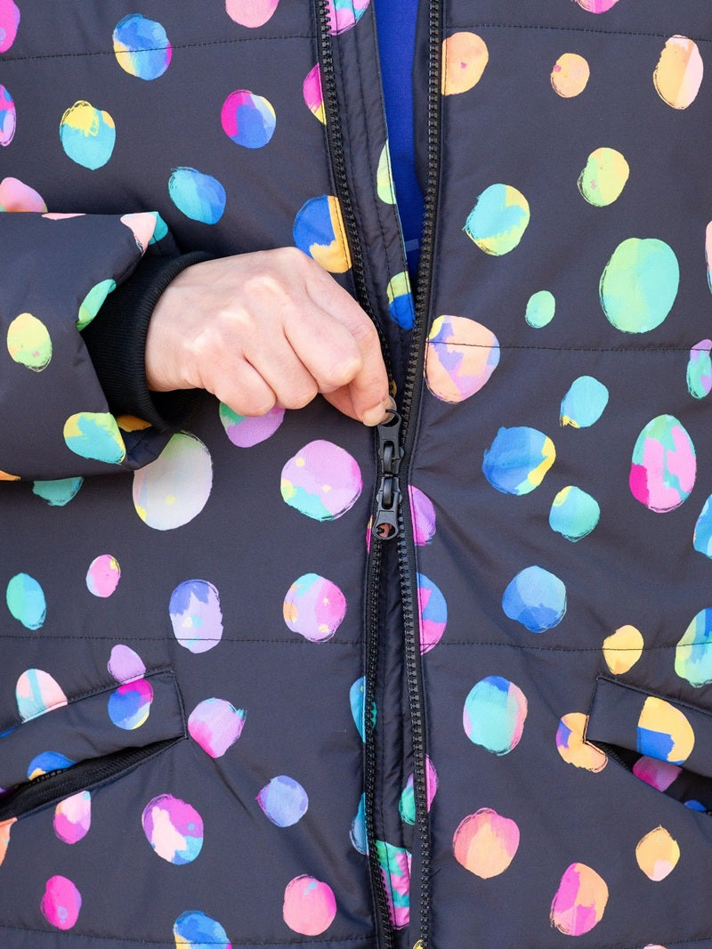 Night Polka Longline Hooded Puffer Jacket