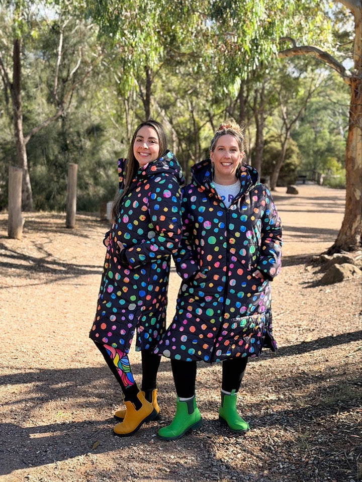 Night Polka Longline Hooded Puffer Jacket