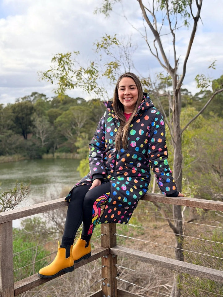 Night Polka Longline Hooded Puffer Jacket