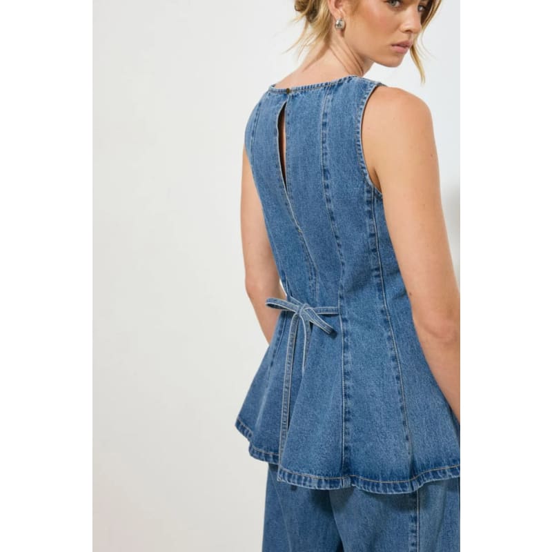 Nomada Denim Top | Mid Indigo - Tops