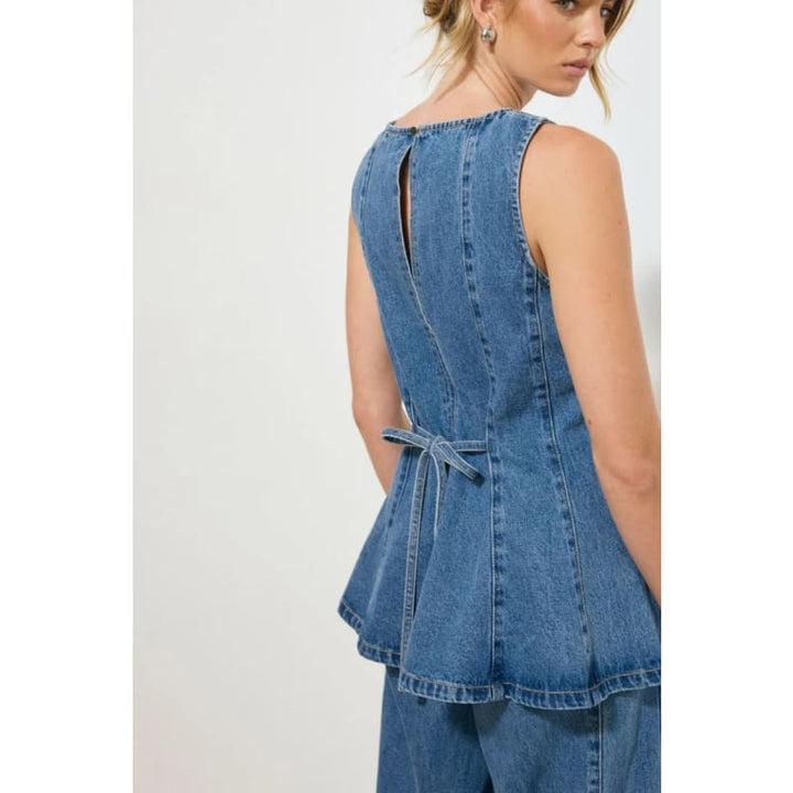 Nomada Denim Top | Mid Indigo - Tops