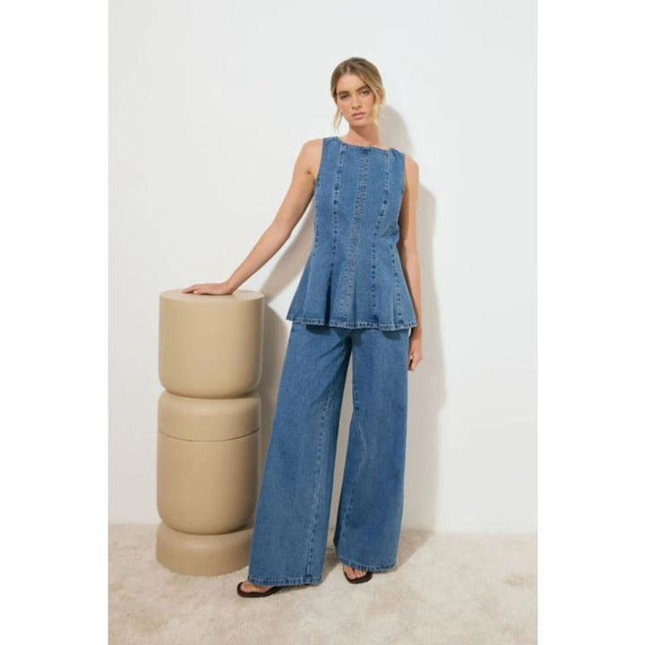 Nomada Denim Top | Mid Indigo - Tops