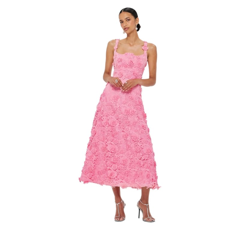 Odette Lace Midi Dress | Bubblegum - Dress