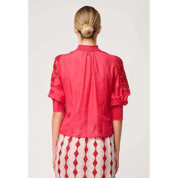 Oleander Cotton Silk Blouse | Ruby - Tops