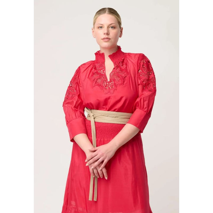 Oleander Cotton Silk Blouse | Ruby - Tops