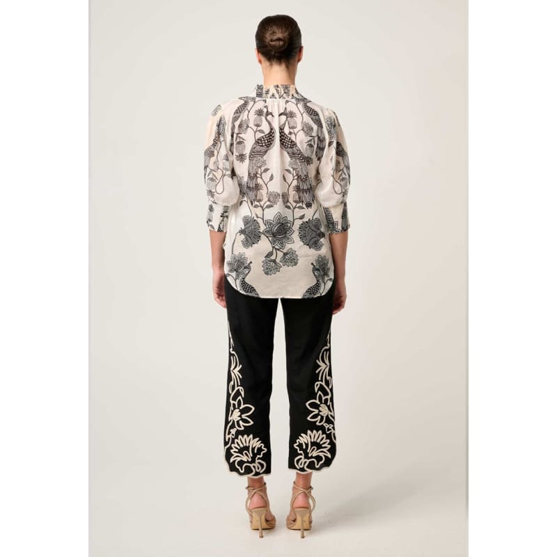 Oleander Cotton Silk Shirred Blouse | Imperial Stones Tops