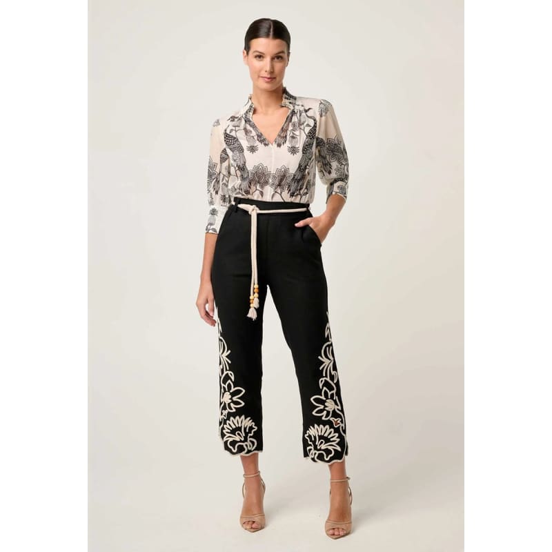 Oleander Cotton Silk Shirred Blouse | Imperial Stones Tops