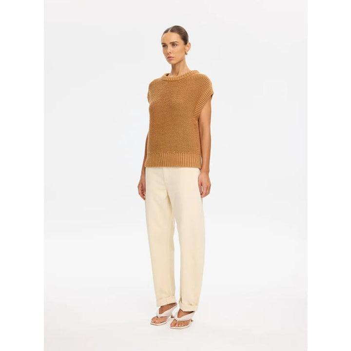 Olesia Knit Vest | Tan - Knitwear