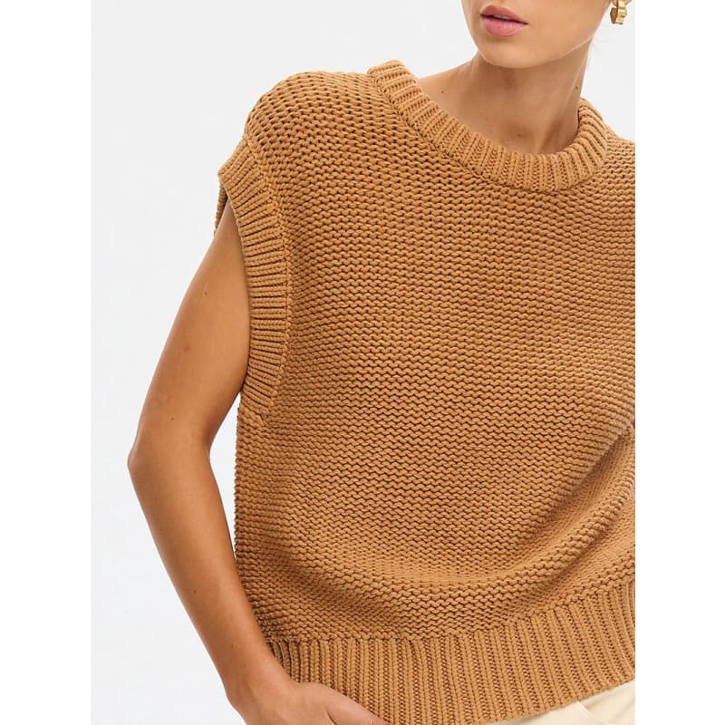 Olesia Knit Vest | Tan - Knitwear