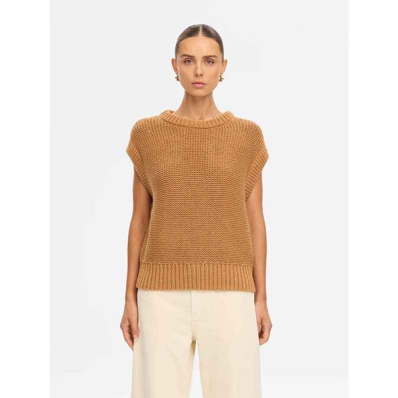 Olesia Knit Vest | Tan - Knitwear