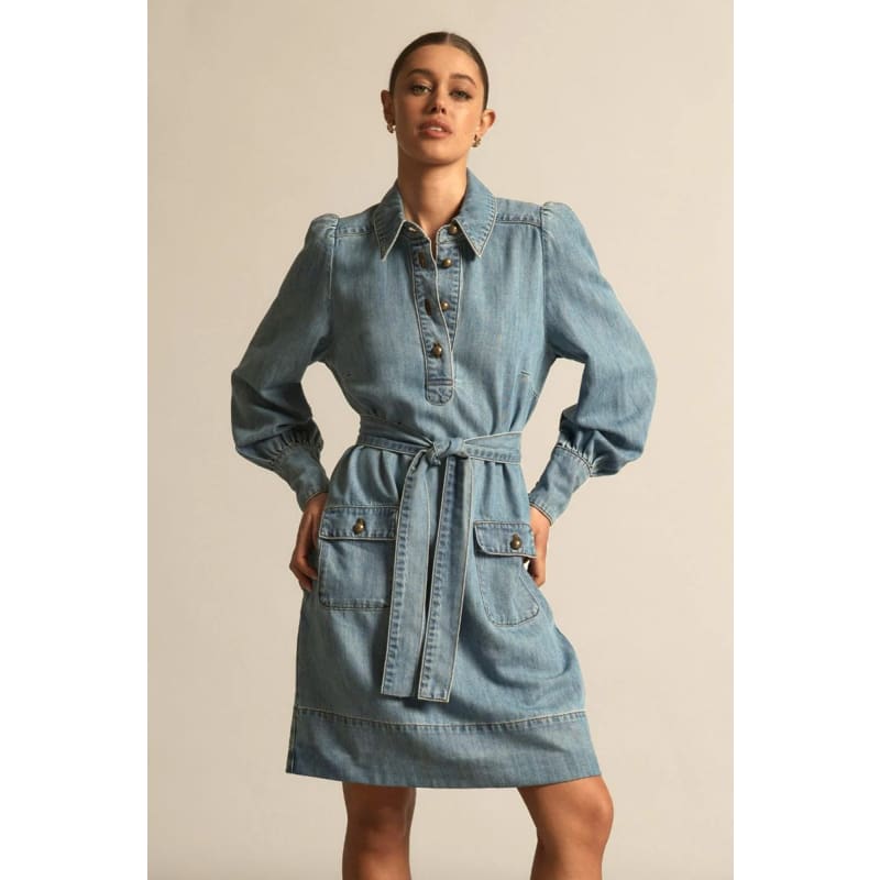 Opal Dress | Light Washed Denim - Dress