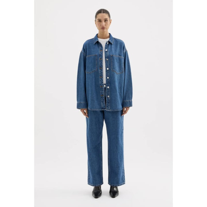 Organic Denim Overshirt | Royal Blue - Tops