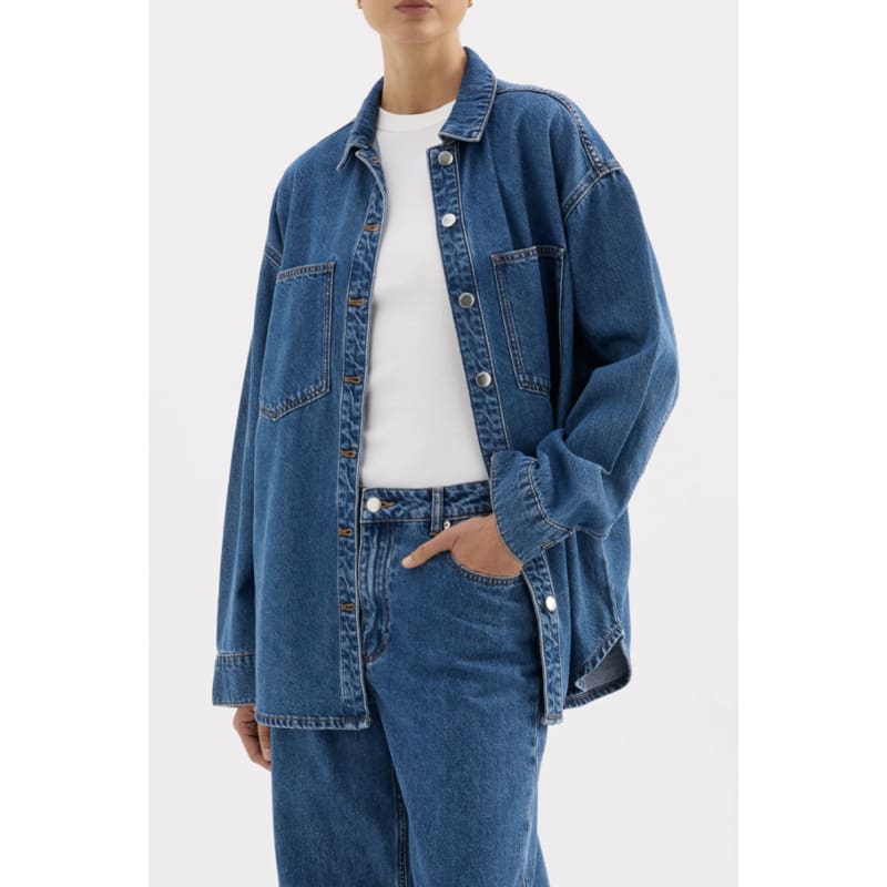 Organic Denim Overshirt | Royal Blue - Tops