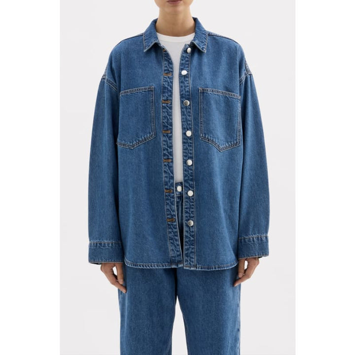 Organic Denim Overshirt | Royal Blue - Tops