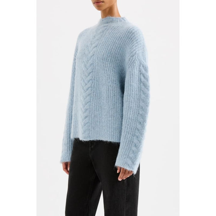 Paige Cable Knit | Sky - Knitwear