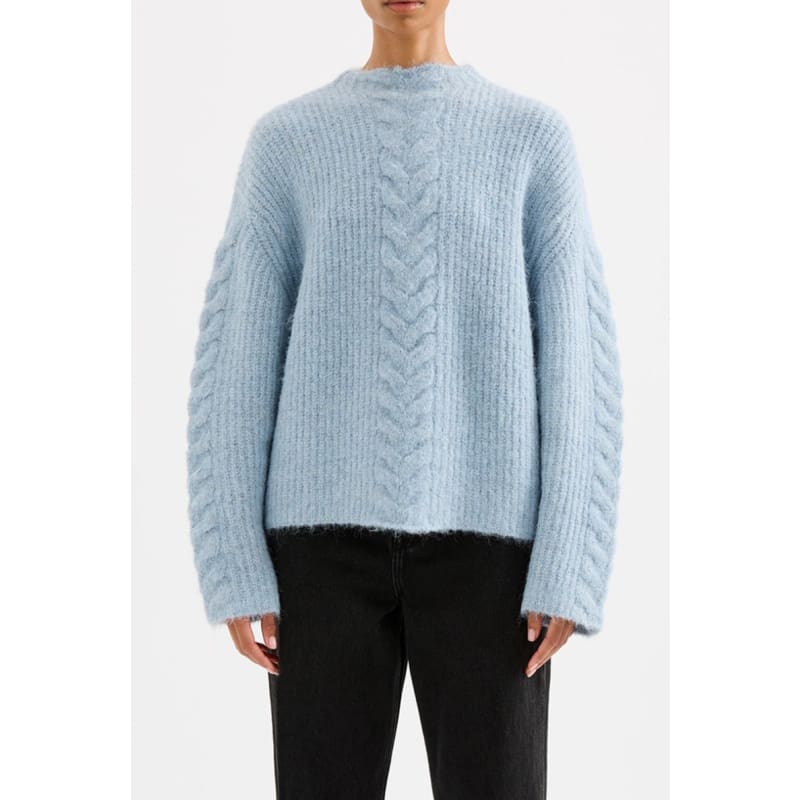 Paige Cable Knit | Sky - Knitwear