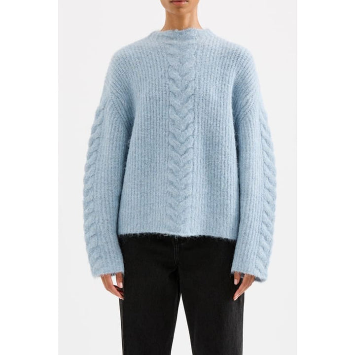 Paige Cable Knit | Sky - Knitwear
